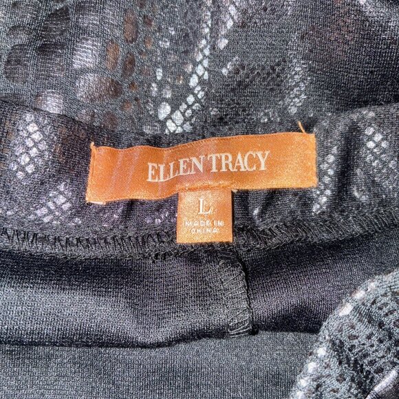 Ellen Tracy Womens Size L Black Metallic Snakeskin Pencil Skirt Stretch Pull On - Picture 5 of 6